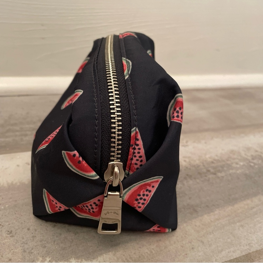 Coach Black Cosmetic Pouch with Red & Green Watermelon Print - Picture 3 of 12